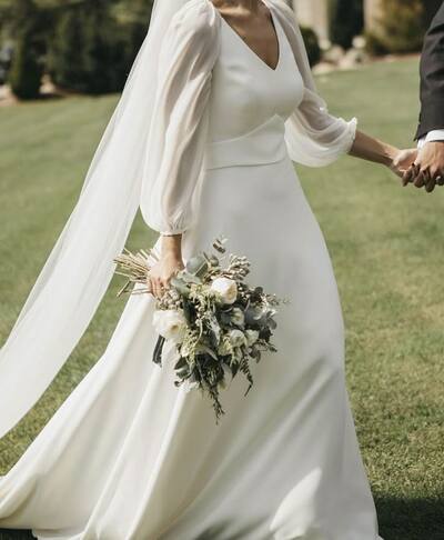 Simple A Line V Neck Beach Boho Wedding Dress Bridal Gown Wedding Gown