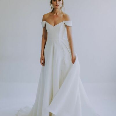 Simple a line off the shoulder beach boho wedding dress bridal gown wedding gown