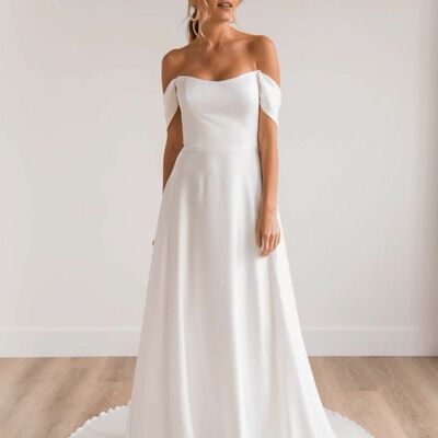Simple aline off the shoulder beach boho wedding dress bridal gown wedding gown