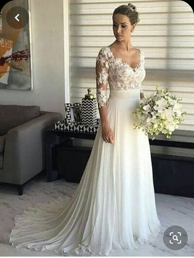 Simple ALine Lace Beach Boho Wedding Dress Bridal Gown Wedding Gown