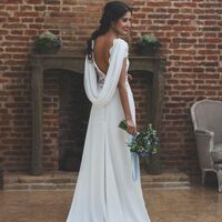 Simple A Line Lace Beach Boho Wedding Dress Bridal Gown Wedding Gown - Thumbnail 1