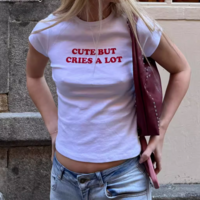 Free Shipping-CUTE BUT CRIES A LOT TEE - Thumbnail 1