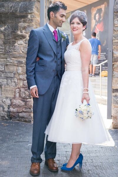 Simple A Line Tea-length Wedding Dress Bridal Gown Wedding Gown