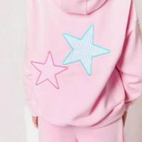 Star Embroidery Patch Pastel Color Hoodie Sweatshirt - Thumbnail 2