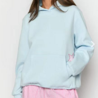 Star Embroidery Patch Pastel Color Hoodie Sweatshirt - Thumbnail 5