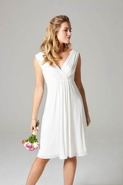 Simple A Line Chiffon Tea-length Wedding Dress Bridal Gown Wedding Gown