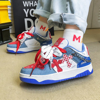 Harajuku Fashion Skater Sneakers With Crisscross Details - Thumbnail 1