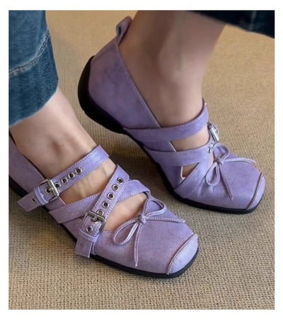 Lilac Purple Bowknot Ballet Style Flats Shoes