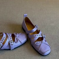 Lilac Purple Bowknot Ballet Style Flats Shoes - Thumbnail 3