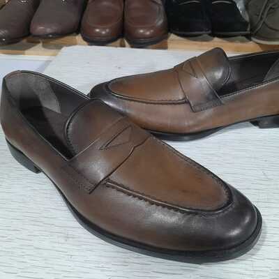 Hot sale men's handmade two tone moccasin genuine leather shoes
