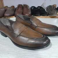 Hot Sale Men's Handmade Two Tone Moccasin Genuine Leather Shoes - Thumbnail 3