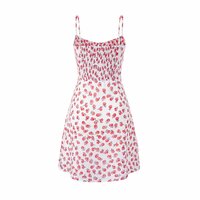 Ancient Cherry Print Waist Tie Suspender Dress - Thumbnail 2