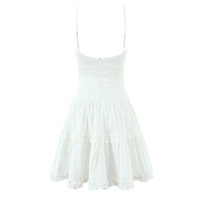 White Bow Layered Skirt Suspender Dress - Thumbnail 2