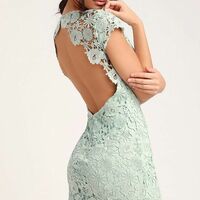 Mint Green Lace Tea-length Mother of the Bride/Groom Dress Evening Formal Dress - Thumbnail 4