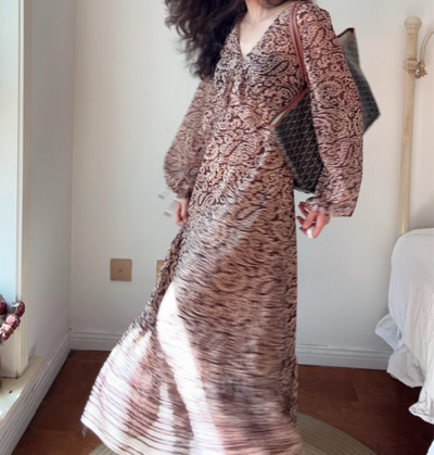 Fashionable Layered Embellished Printed Midi Dress