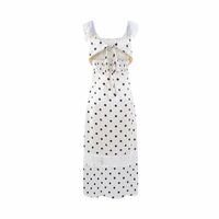 Retro style lace elegant white and black dot print dress - Thumbnail 1