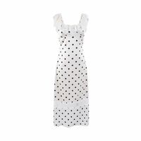 Retro style lace elegant white and black dot print dress - Thumbnail 2
