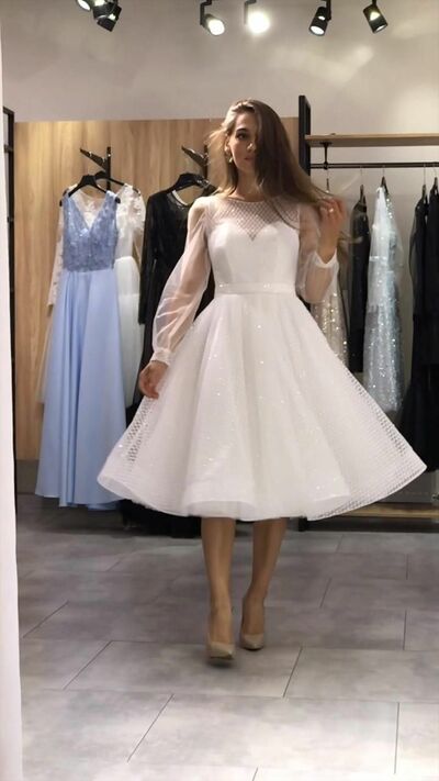 1950S Vintage  A Line Pokla Dots Tea-length Wedding Dress Bridal Gown Wedding Gown