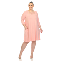 White Mark Women's Plus Criss Cross Neckline Swing Dress - Thumbnail 7
