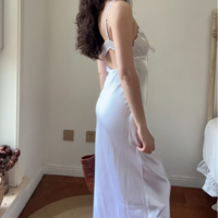 Sexy suspender midi dress with layered embellishments satin - Thumbnail 3