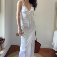 Sexy suspender midi dress with layered embellishments satin - Thumbnail 4