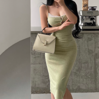 Hollow design suspender dress knitted skirt lace patchwork short skirt - Thumbnail 5