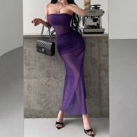 Seaside Holiday See-through Net Gauze Fairy Tube Top Dress - Thumbnail 3