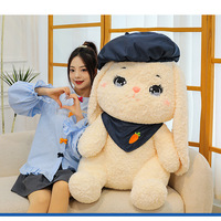 Cute Rabbit Doll Plush Toy Wearing Beret Hat - Thumbnail 2