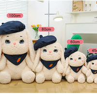 Cute Rabbit Doll Plush Toy Wearing Beret Hat - Thumbnail 6