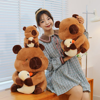 Cute Capybara Plush Toy Cuddling a Duck Doll - Thumbnail 3