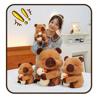 Cute Capybara Plush Toy Cuddling a Duck Doll - Thumbnail 4