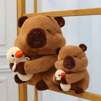 Cute Capybara Plush Toy Cuddling a Duck Doll - Thumbnail 1