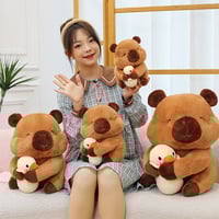 Cute Capybara Plush Toy Cuddling a Duck Doll - Thumbnail 2