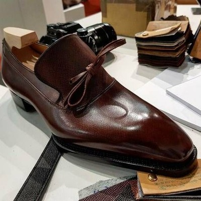 Handmade men burgundy leather tassel loafers dress shoes - Thumbnail 2