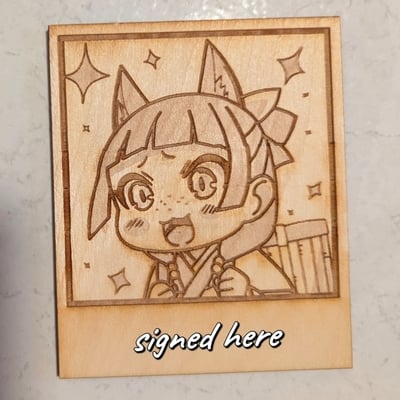 Signed wooden maomao polaroid