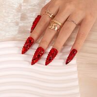 Red Stone , Press On Nails ( REUSABLE)  Size Medium Nail - Thumbnail 2