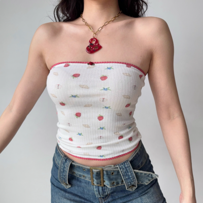 Sexy hot girl print tube top