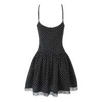 Sexy Polka Dot Lace Bowknot Suspender Dress - Thumbnail 1