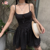 Sexy Polka Dot Lace Bowknot Suspender Dress - Thumbnail 3