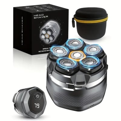 Meegeem 6d electric head shaver for bald men – 10000 rpm magnetic razor – ipx8 wet/dry usb shaver with led display & organizer