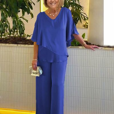 Blue two pieces mother of the bride/groom jumpsuit