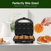 Mini 8-Bite Waffle Maker – Quick & Easy Non-Stick Waffle Iron – Black/Yellow Plates – 120V US Plug – Perfect for Breakfast & Snacks - Thumbnail 1