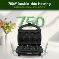 Mini 8-Bite Waffle Maker – Quick & Easy Non-Stick Waffle Iron – Black/Yellow Plates – 120V US Plug – Perfect for Breakfast & Snacks - Thumbnail 2