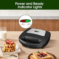 Mini 8-Bite Waffle Maker – Quick & Easy Non-Stick Waffle Iron – Black/Yellow Plates – 120V US Plug – Perfect for Breakfast & Snacks - Thumbnail 4
