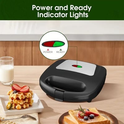 Mini 8-bite waffle maker – quick & easy non-stick waffle iron – black/yellow plates – 120v us plug – perfect for breakfast & snacks