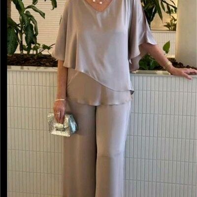 Light grey blue two pieces mother of the bride/groom jumpsuit