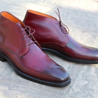 Handmade Burgundy Calf Leather Chukka Dress Boot For Men  - Thumbnail 1