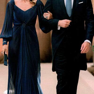 Elegant navy blue a line long sleeve  mother of the bride/groom dress evening formal dress