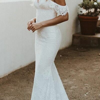 Elegant mermaid off the shoulder lace wedding dress bridal gowns wedding gowns