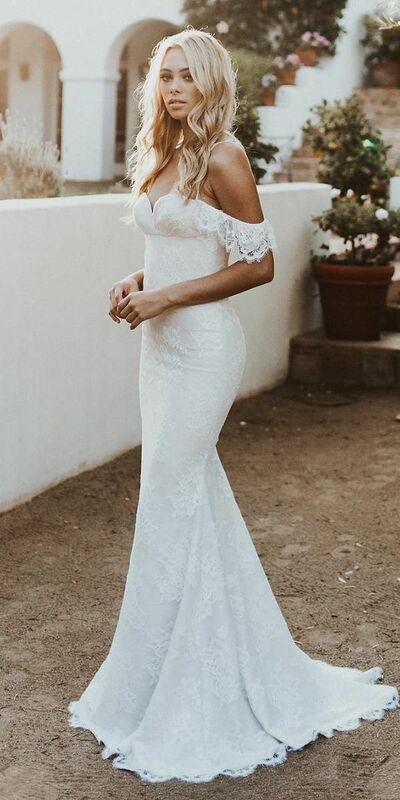 Elegant Mermaid Off the Shoulder Lace Wedding Dress Bridal Gowns Wedding Gowns
